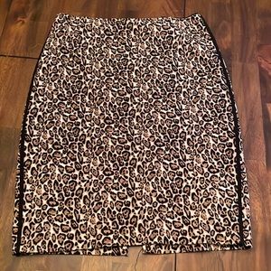 White House Black Market Leopard Print Pencil Skirt with side striping